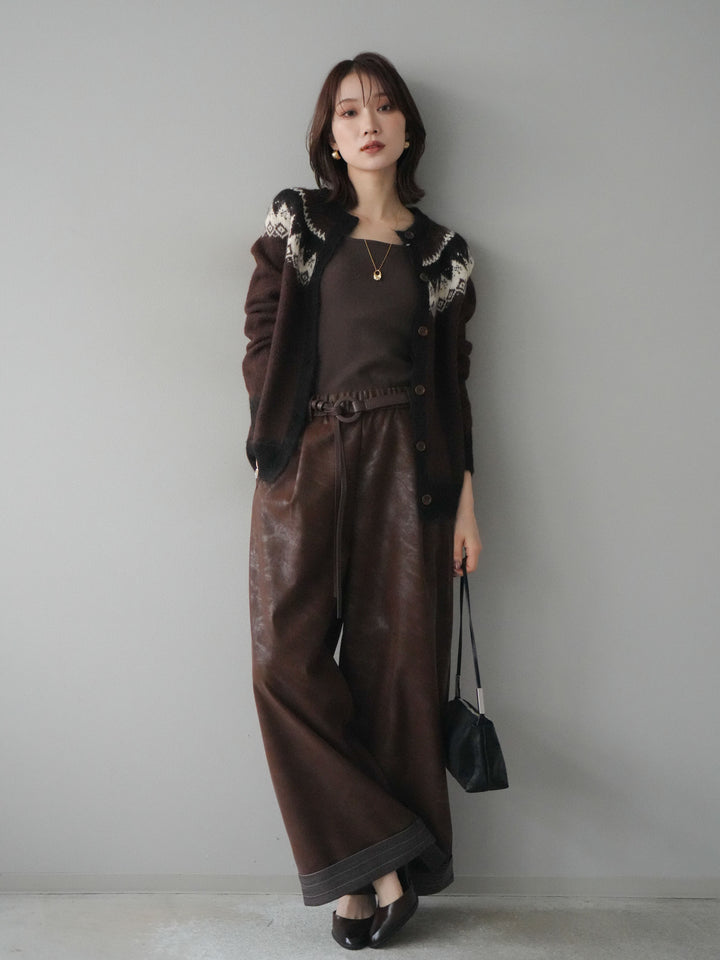 [予約]ノルディック柄ニットカーディガン/brown