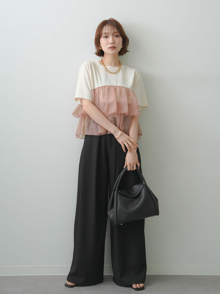 [SET]オーガンジーフリルドッキングTEE+選べるアクセセット(2set)