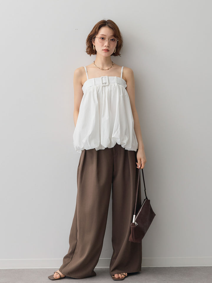[予約]バックル付バルーンキャミトップス/white
