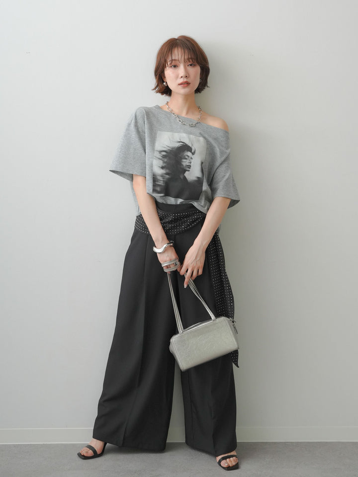 【預購】寬領照片T卹/灰色