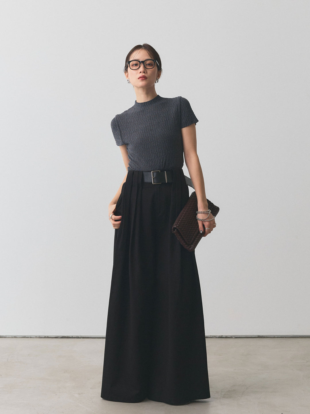 【Allure】[SET]デザインリブハーフニットトップス+デザインリブハーフニットトップス(2set)