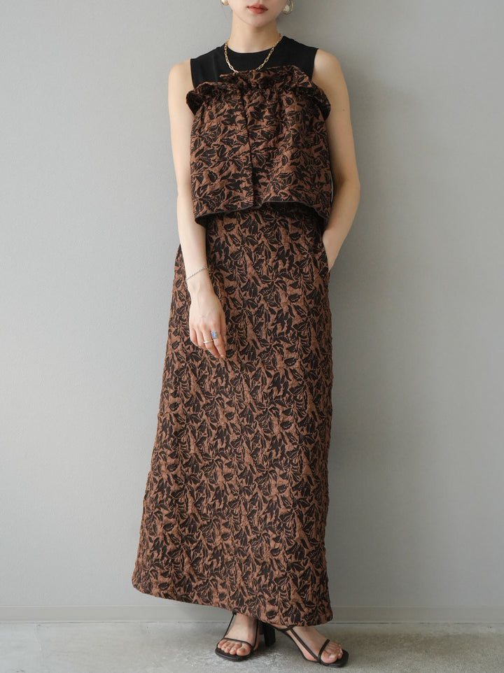 [予約]膨れジャガードマルチWAYスカート/ブラウン