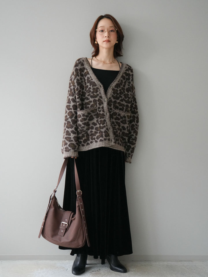 [予約]ベロアフレアスカート/black