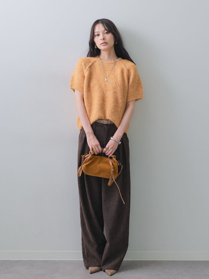 [予約]メランジショートニットトップス/orange