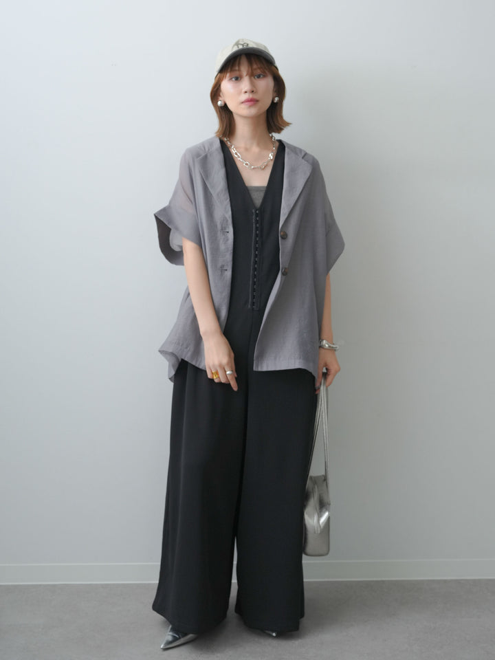 [予約]フロントホックルーズオールインワン/black