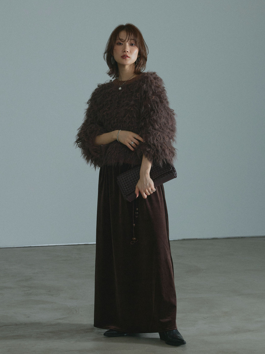 【Allure】[SET]ミックスシャギーループニットプルオーバー+ミックスシャギーループニットプルオーバー(2set)