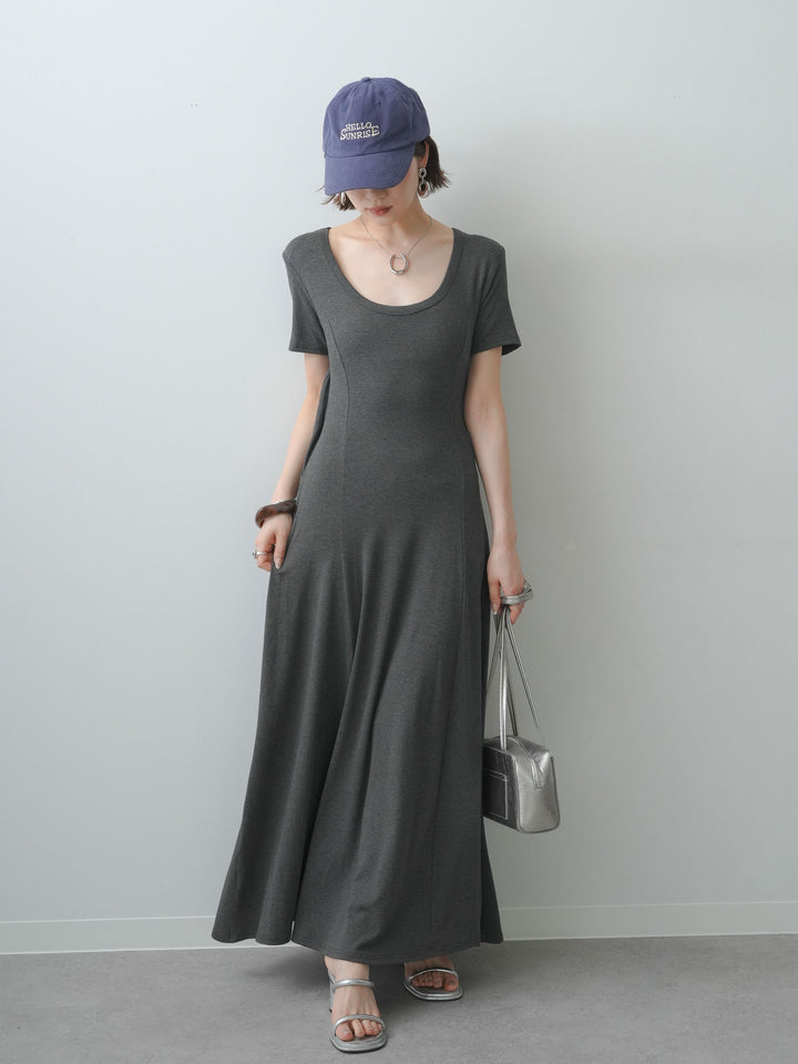 [予約]バックオープンフレアカットワンピース/gray