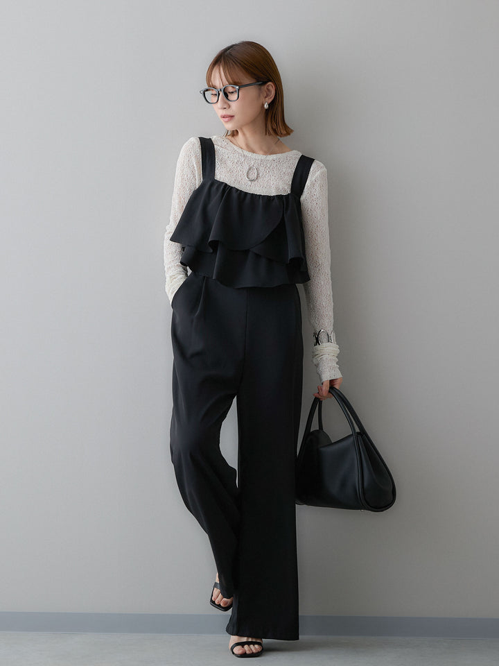 [SET]メッシュレースバックオープントップス+選べるアクセセット(2set)