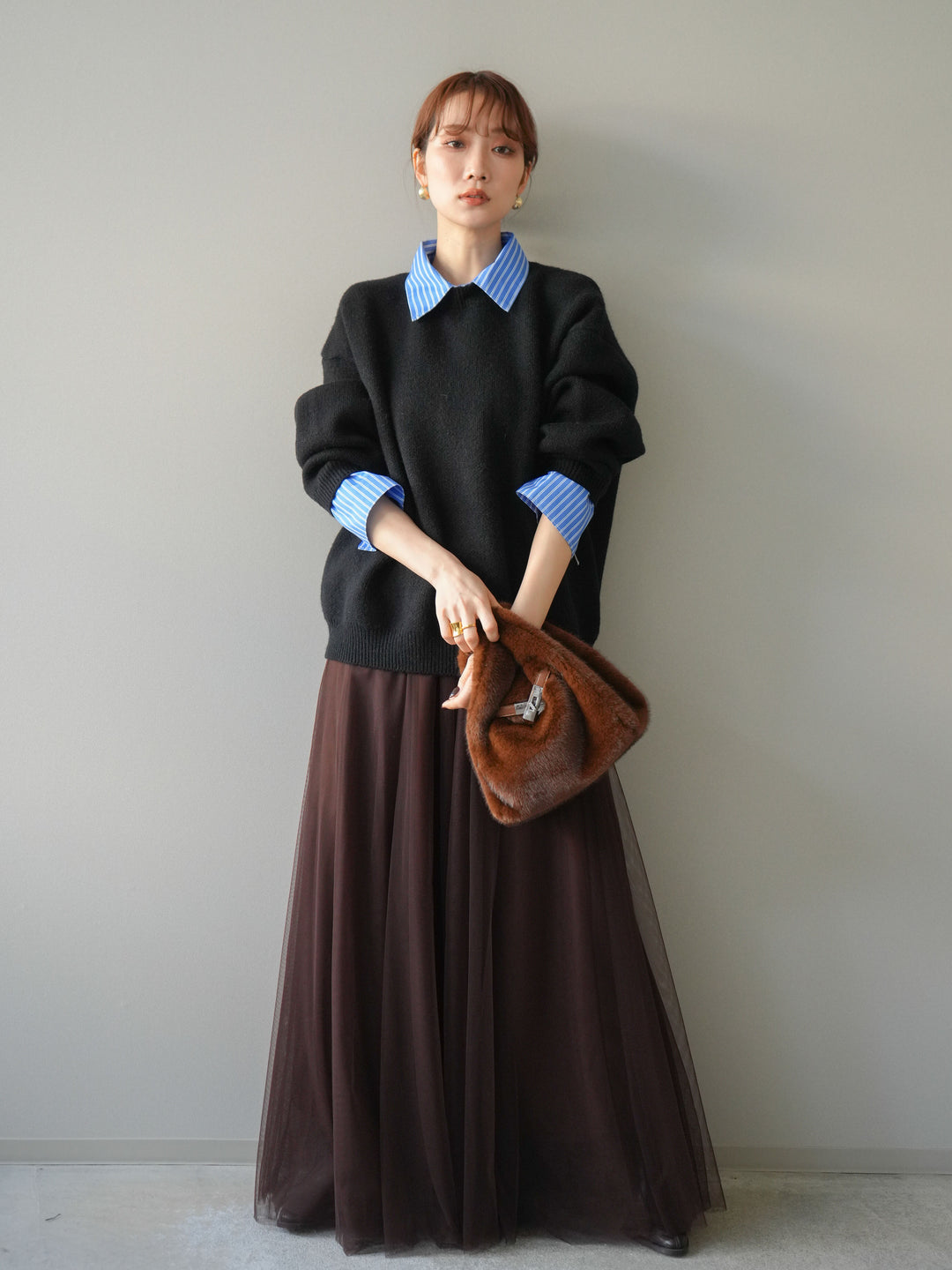 [予約]2WAY襟ニットプルオーバー/black