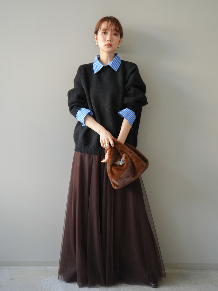 [予約]2WAY襟ニットプルオーバー/black