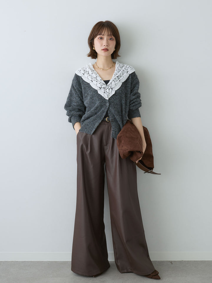 [SET]モヘアレースショールカラーカーディガン+モヘアレースショールカラーカーディガン(2set)