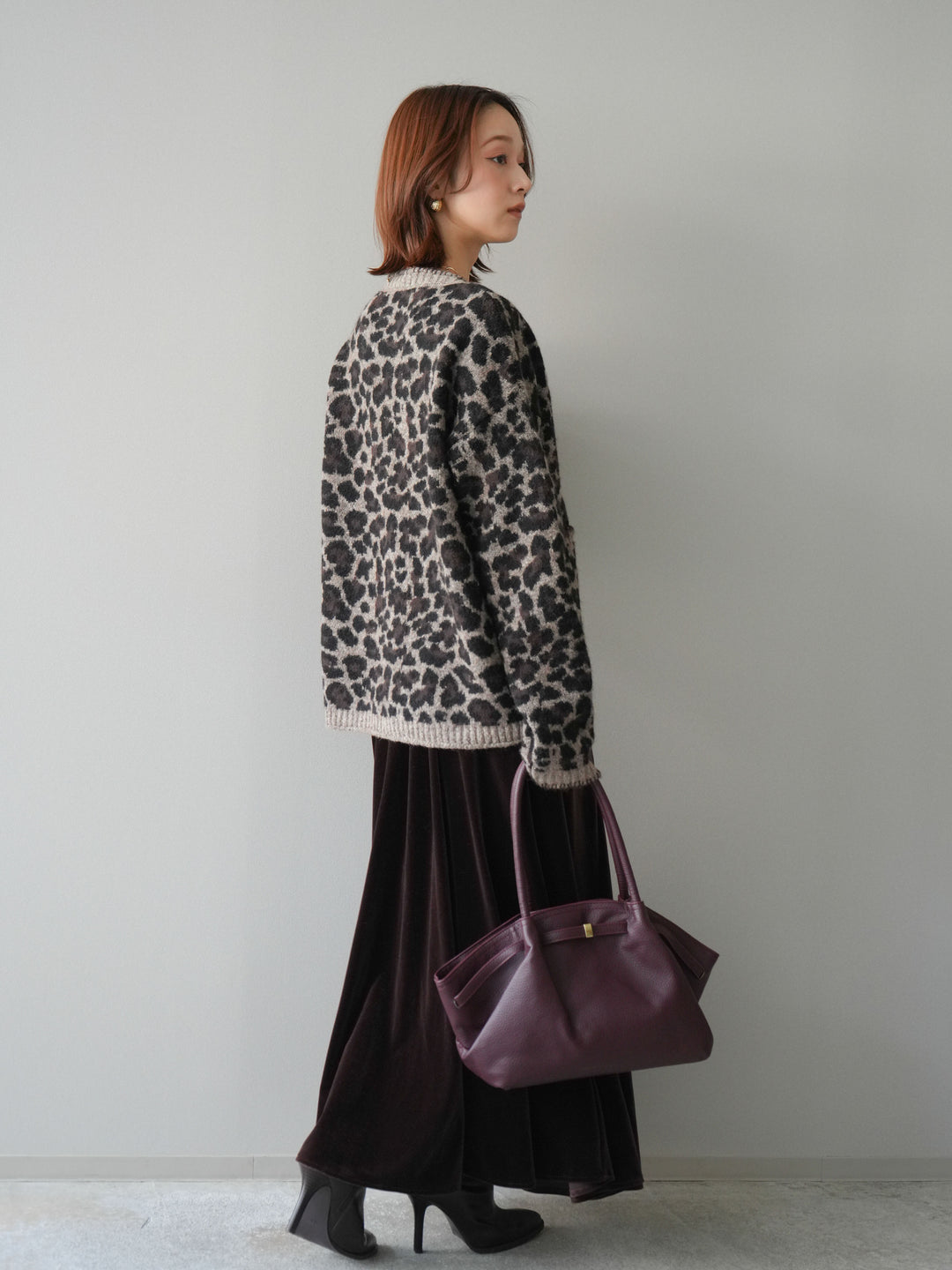 [予約]ベロアフレアスカート/brown