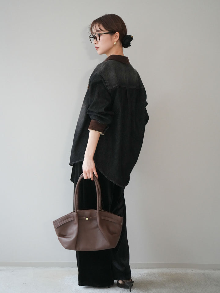 [予約]ベロアベルトスリムパンツ/black