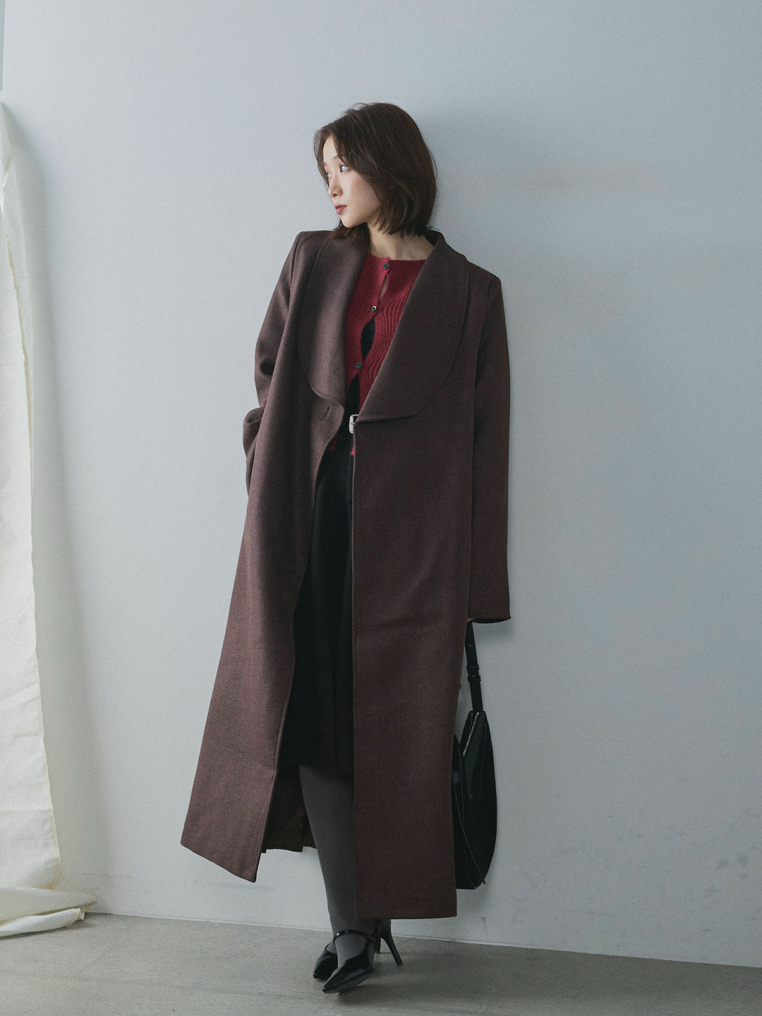 【Allure】[SET]ツイードタッチロングコート+ツイードタッチロングコート(2set)