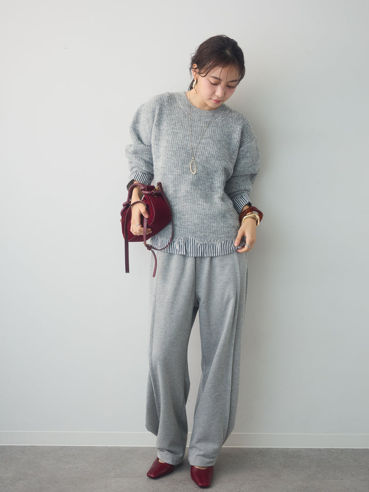 [予約]シャツレイヤードデザインモヘアプルオーバー/lightgray