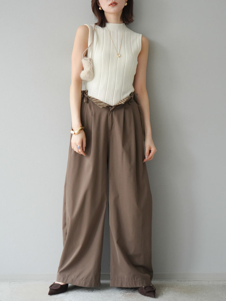 [予約]スリーブレスランダムリブニットトップス/アイボリー