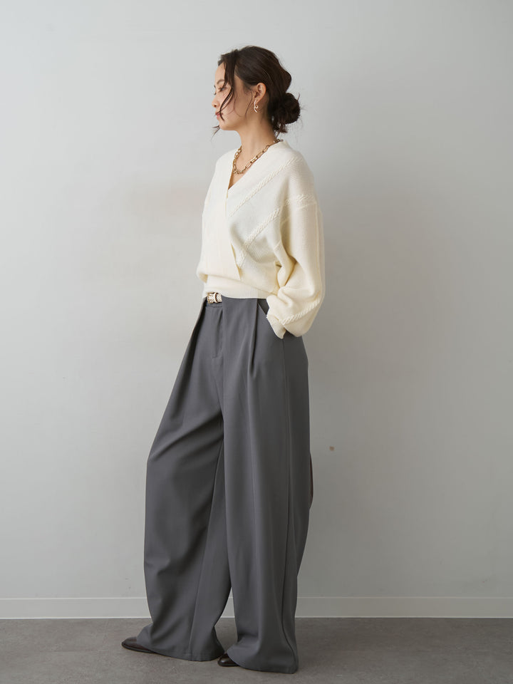 [SET]カシュクールミックスケーブルニットトップス+カシュクールミックスケーブルニットトップス(2set)
