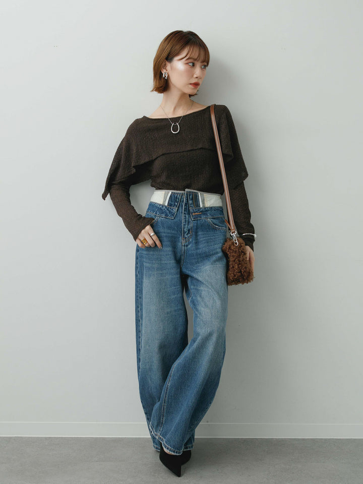 [予約]レースケープデザイントップス/brown