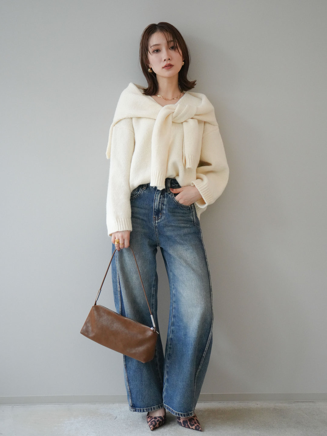 [予約]サイド切替カーブデニムパンツ/blue