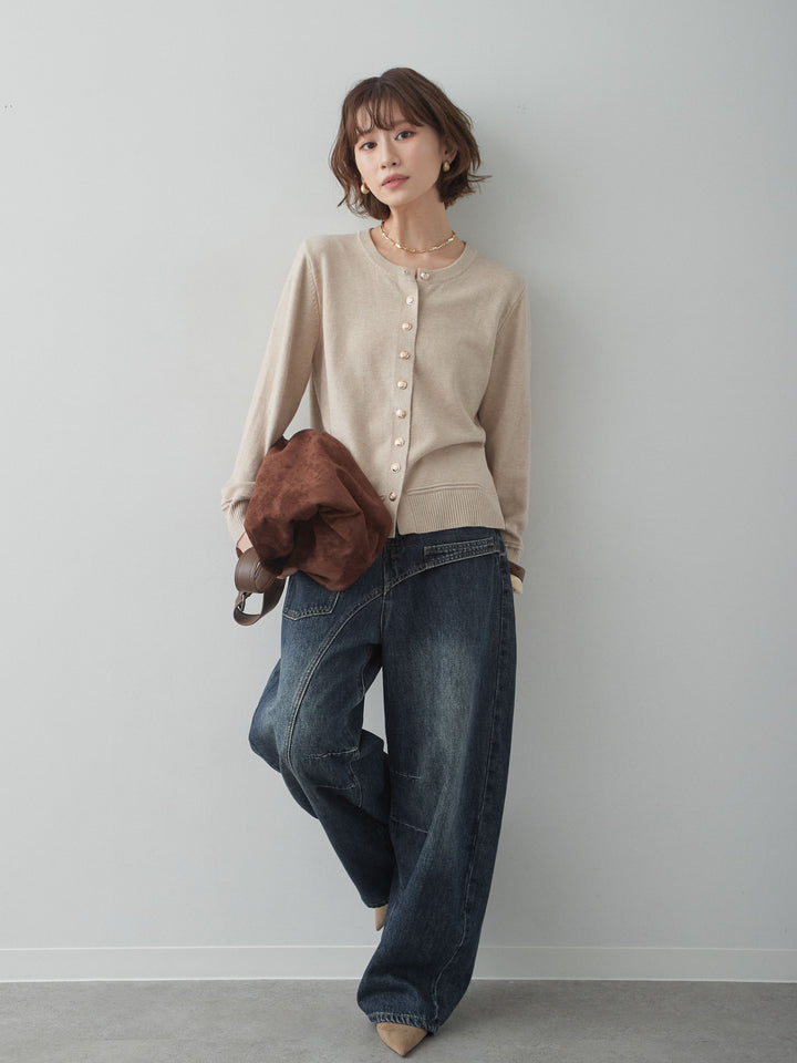 [予約]ゴールドボタンニットカーディガン/beige