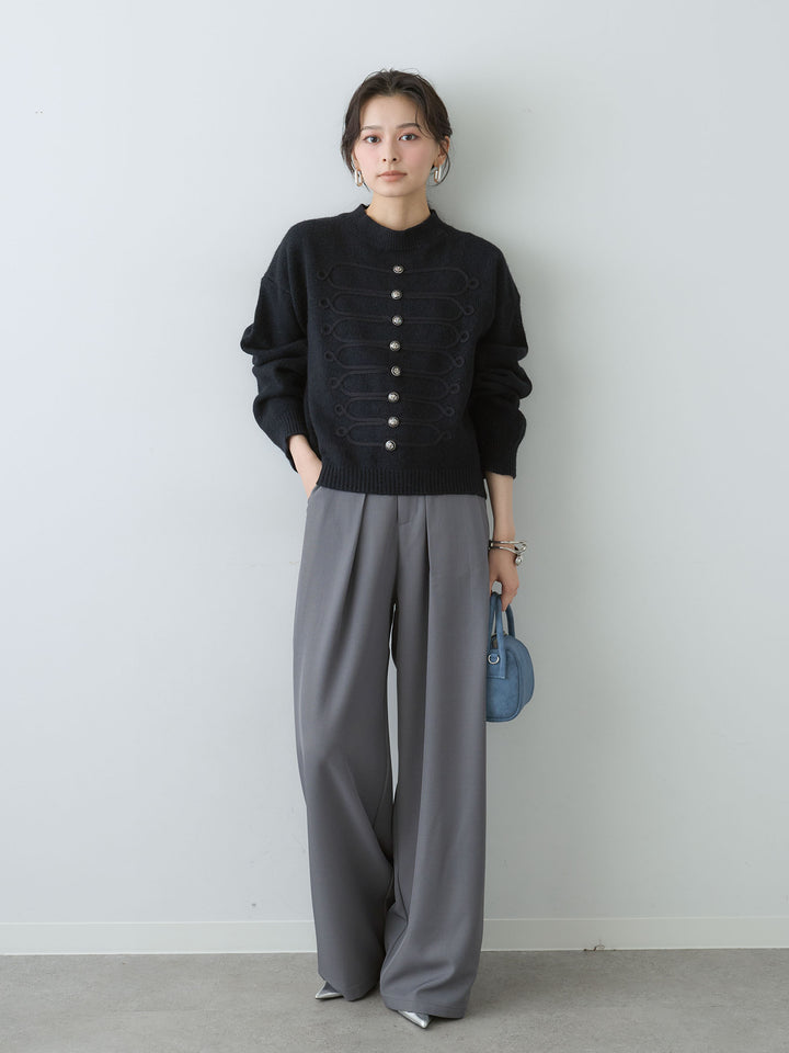 [SET]ナポレオンニットプルオーバー+ベルトループデザインワイドパンツ(2set)