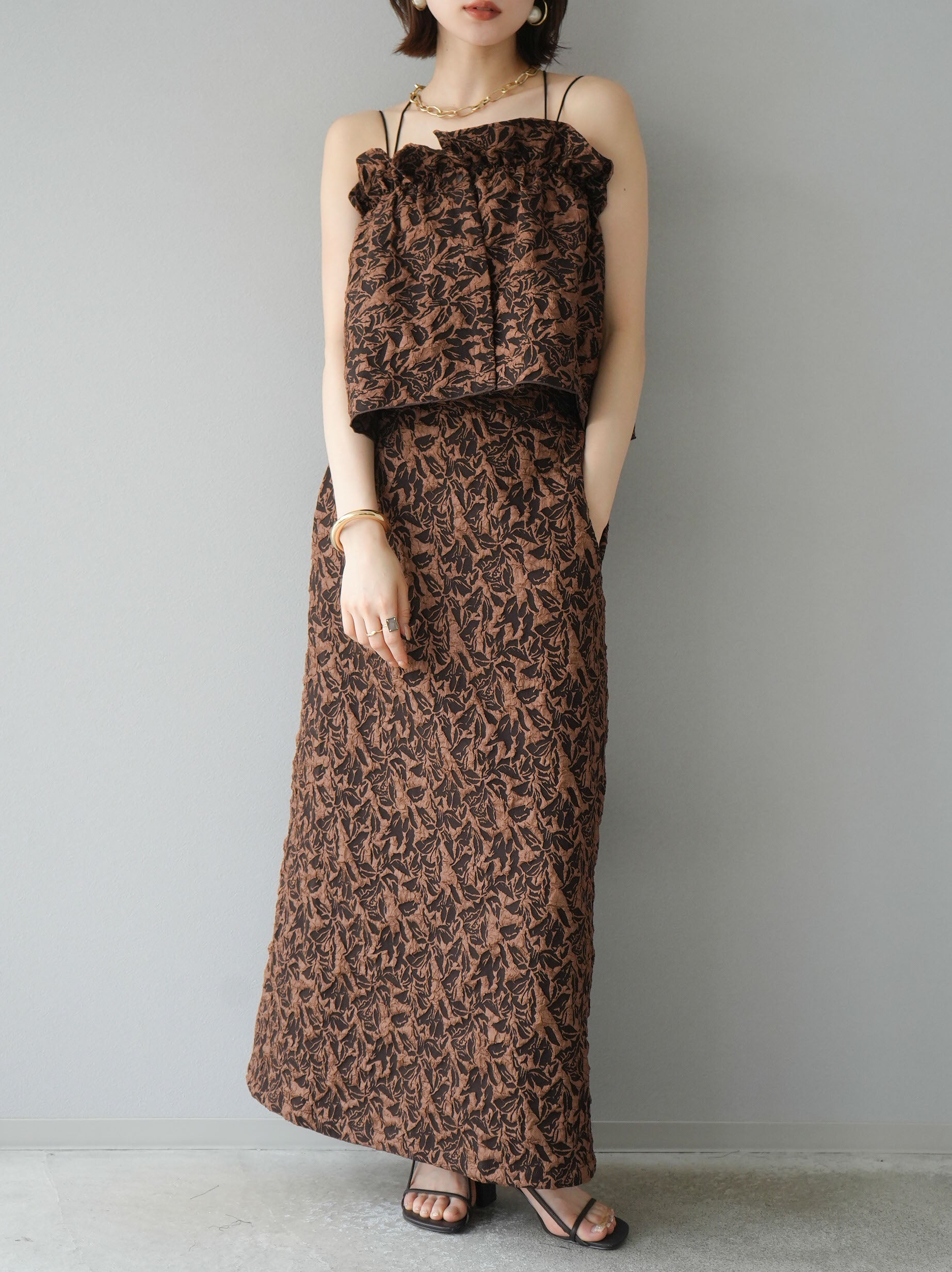 予約]膨れジャガードマルチWAYスカート/ブラウン – Lumier