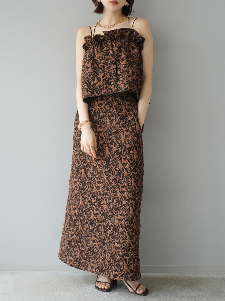 [予約]膨れジャガードマルチWAYスカート/ブラウン