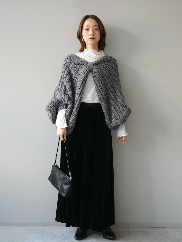 [予約]ベロアフレアスカート/black