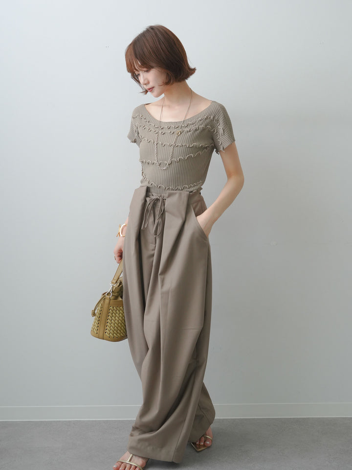 [予約]ランダムメローリブニットトップス/beige