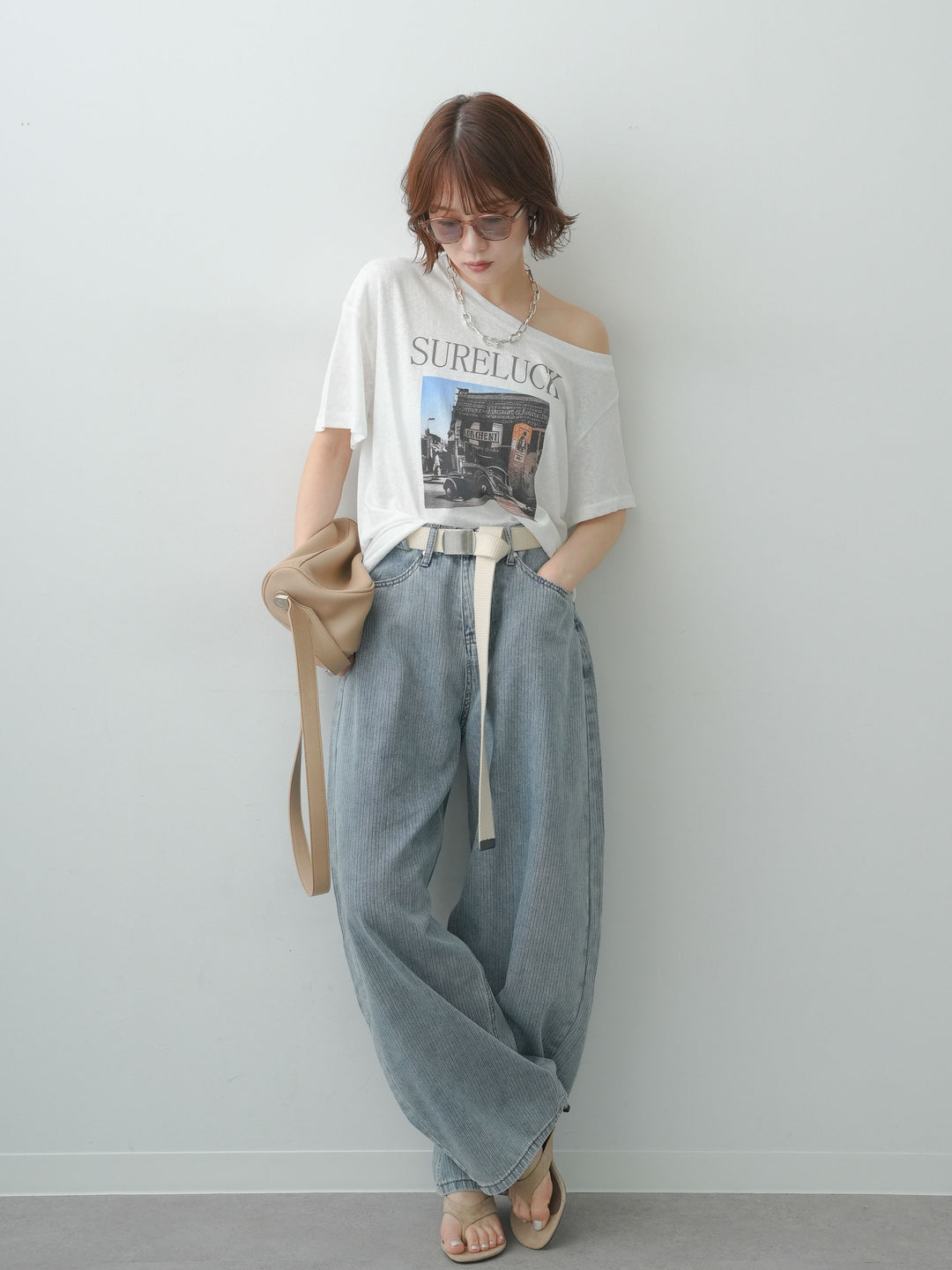 [予約]ワイドネックプリントTEE/white