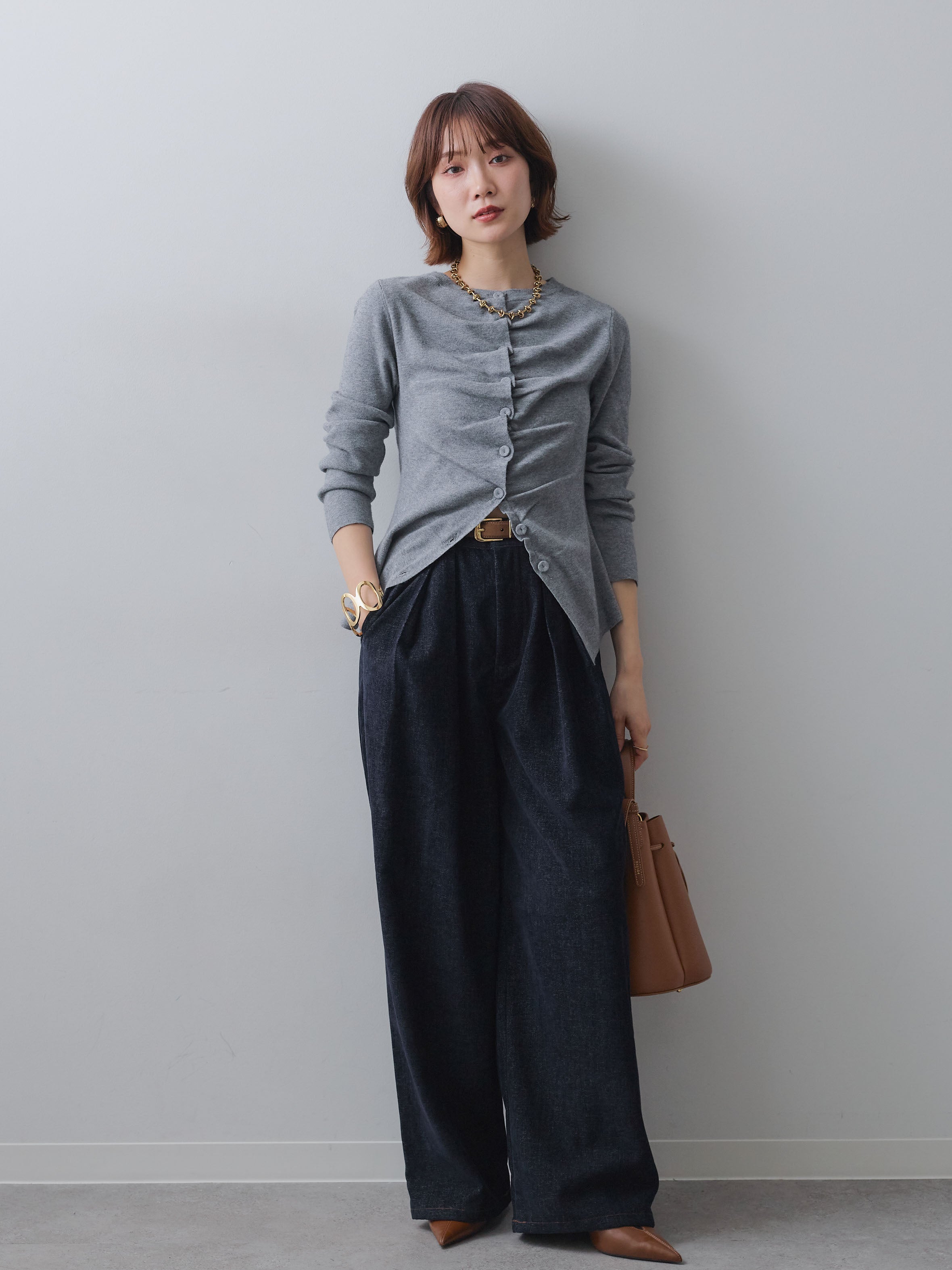 予約]フロントギャザーカーディガン/mokugray – Lumier