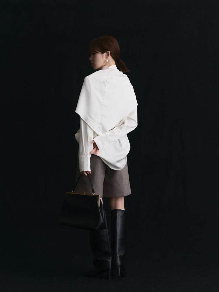 【Allure】[SET]ケープ付サテンシャツ+ケープ付サテンシャツ(2set)