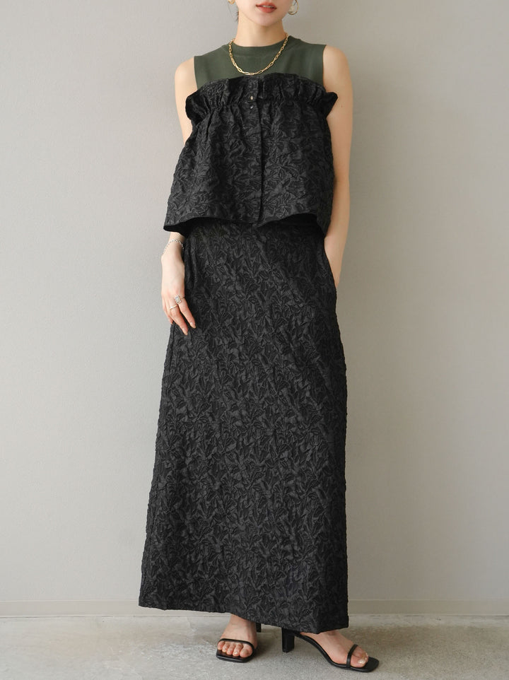 [予約]膨れジャガードマルチWAYスカート/ブラック