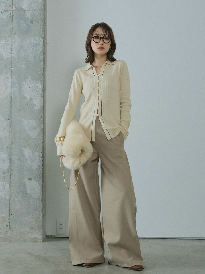 [予約]サイドタックワイドパンツ/beige