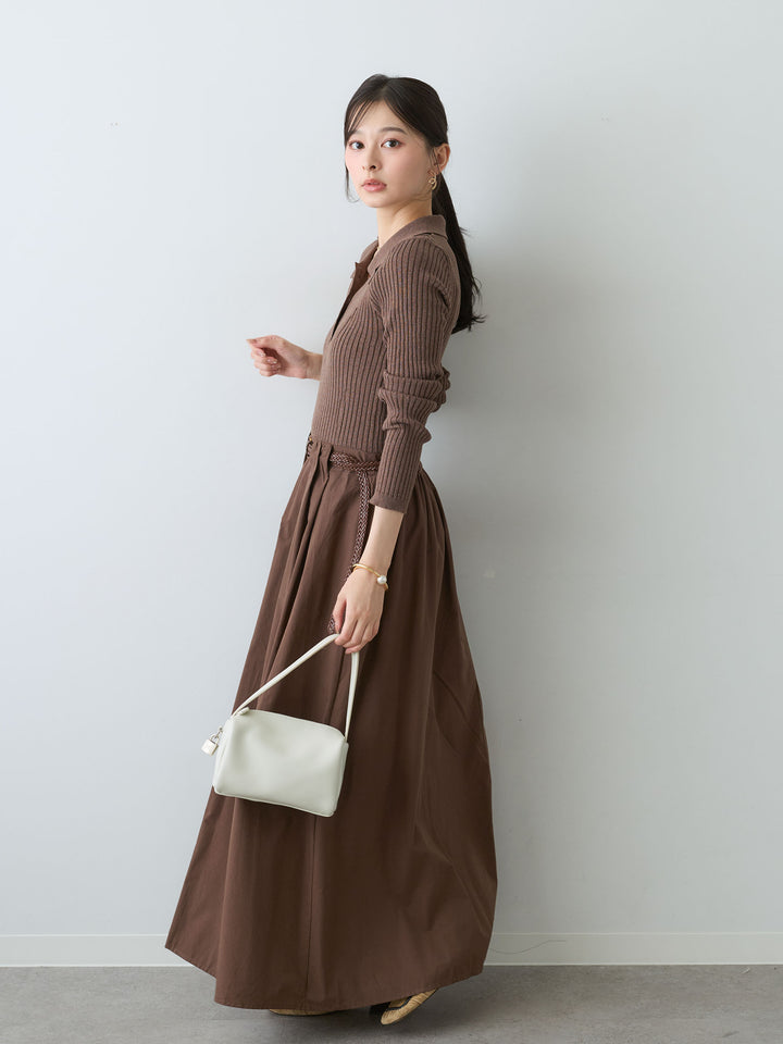 [予約]ニットコンビフレアワンピース/brown
