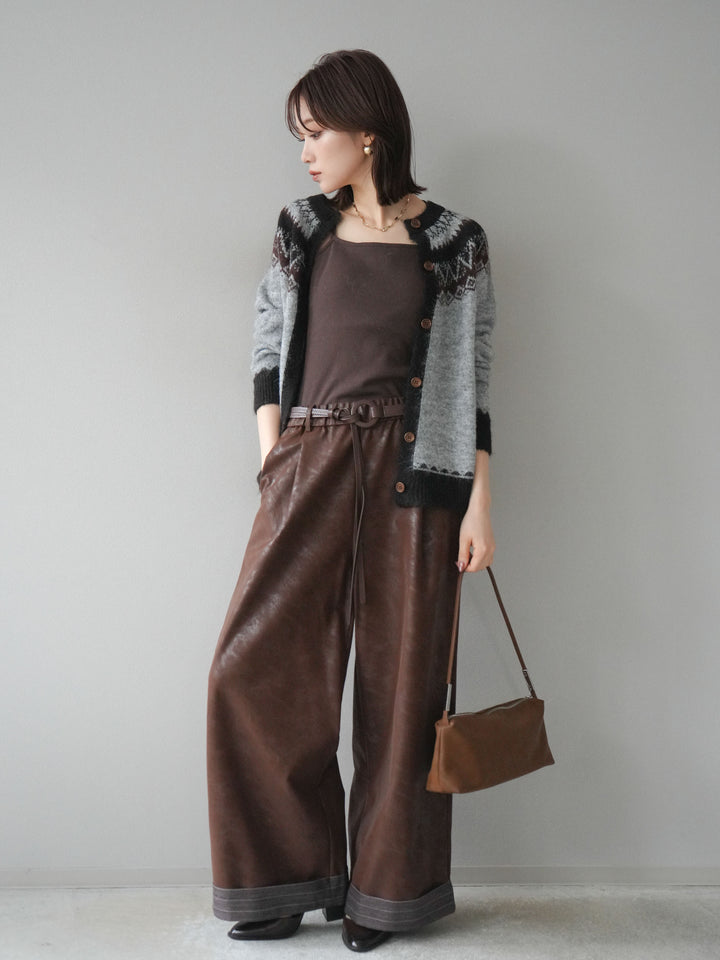 [予約]ノルディック柄ニットカーディガン/gray