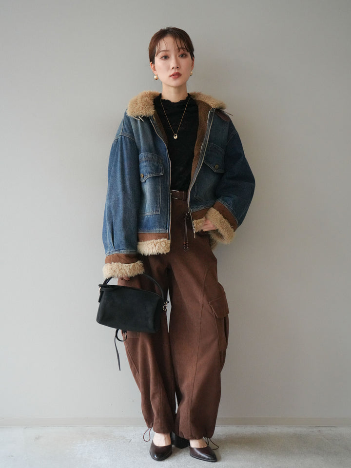 [予約]ベルト付コーデュロイカーゴパンツ/brown