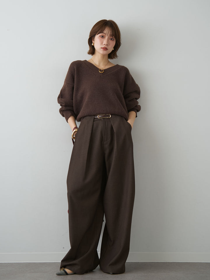 [SET]Vネックワイドショートニット+Vネックワイドショートニット(2set)