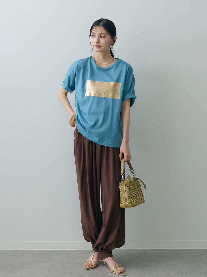 [SET]箔プリントボックスTEE+カフヘムタックコクーンパンツ(2set)