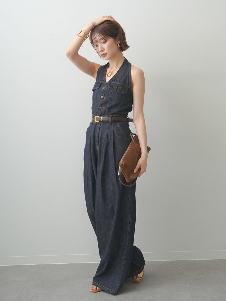 【套裝】繫帶露背牛仔連身衣 + 可選配件套裝（2 套）
