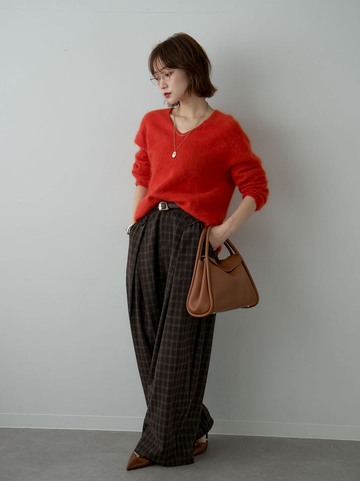 [SET]カシミア混フェザータッチVネックニットトップス+選べるアクセセット(2set)