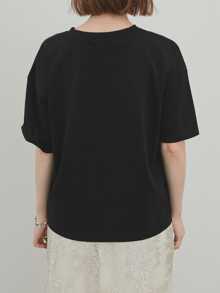 [予約]箔プリントドライタッチコットンTEE /ブラック