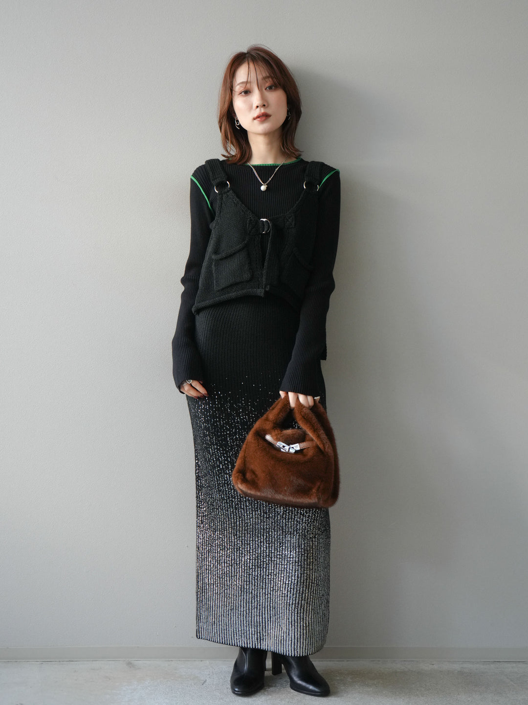 [予約]ニットビスチェ/black