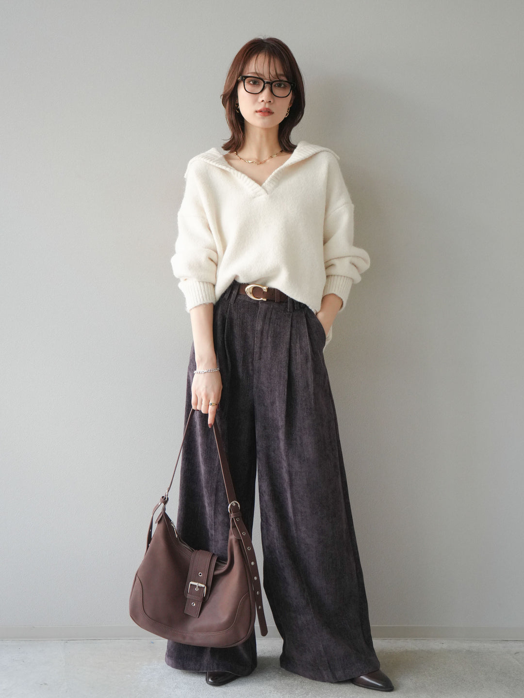 [SET]スキッパーニットプルオーバー+選べるアクセセット(2set)