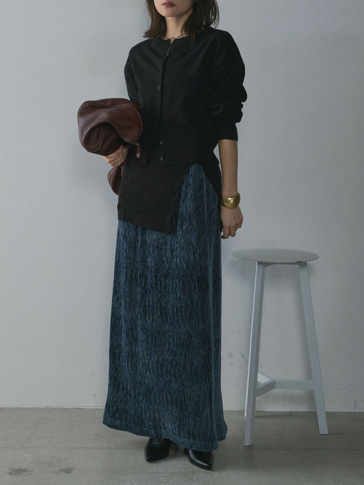 [予約]プリーツベロアタイトスカート/blue