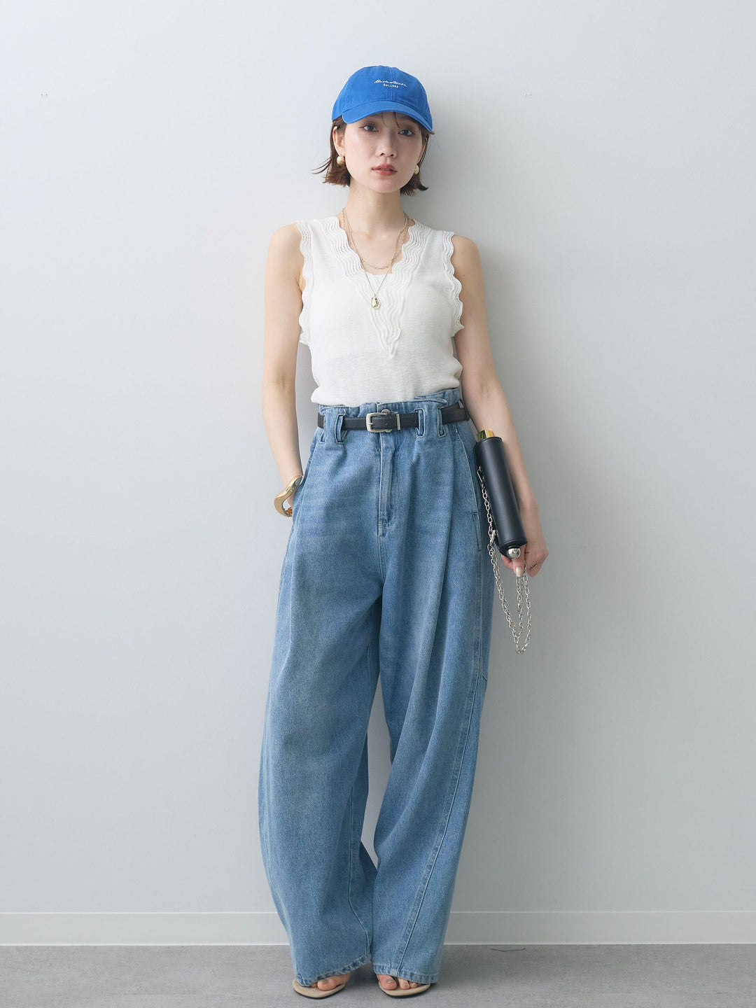 [SET]カーブデザインリブニットタンクトップ+カーブデザインリブニットタンクトップ(2set)