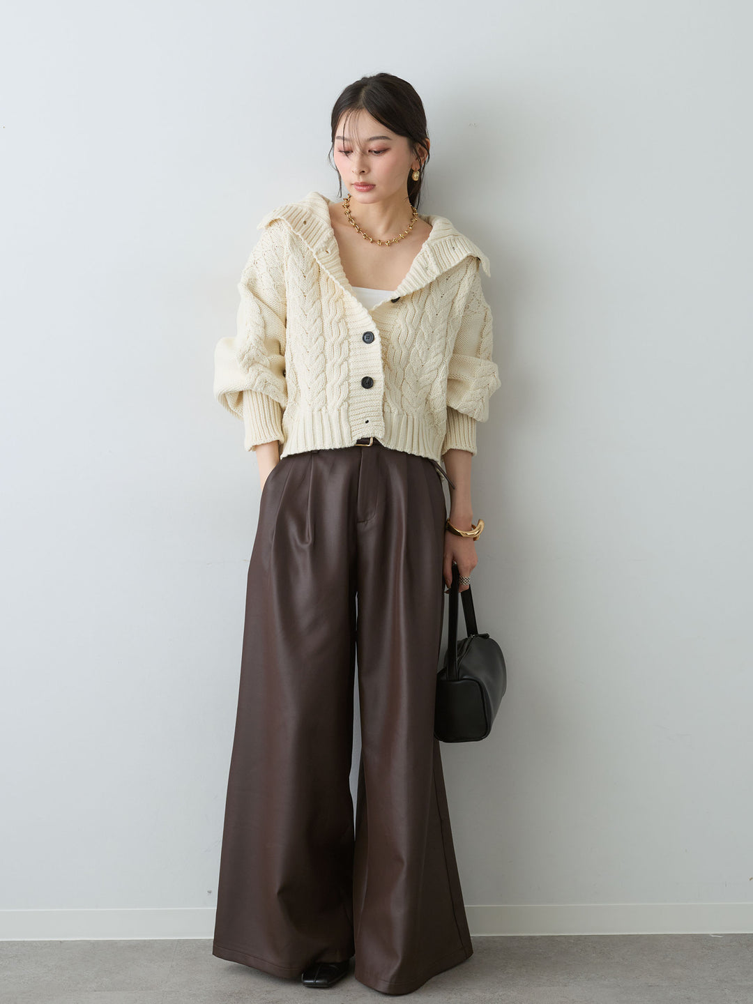 [SET]サテンタックワイドパンツ+サテンタックワイドパンツ(2set)