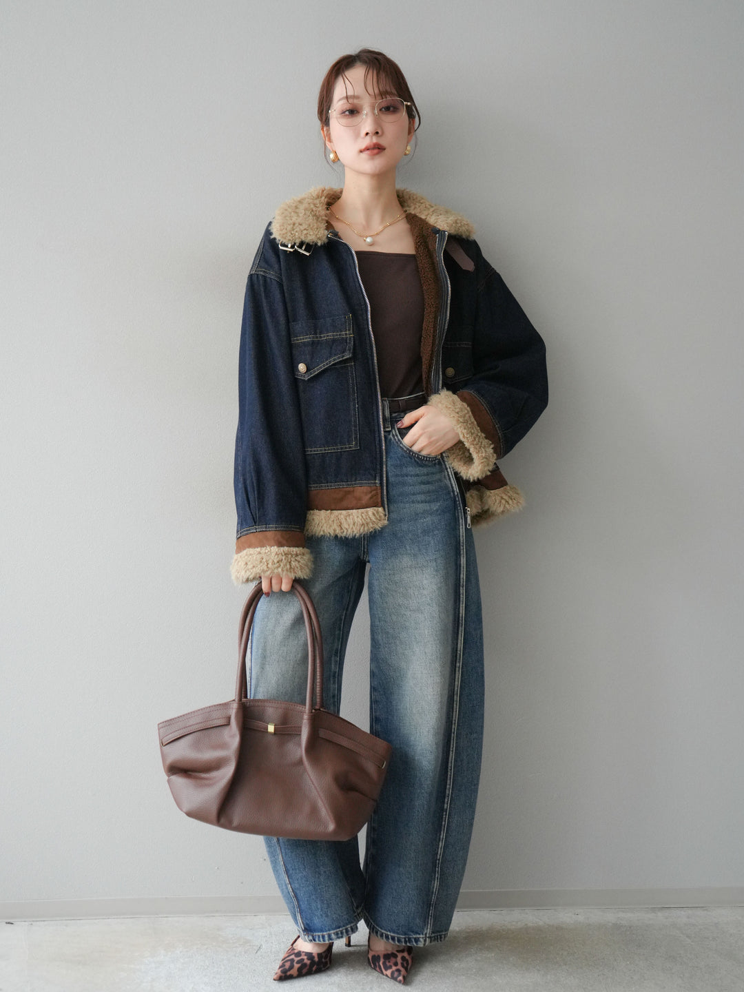 [予約]サイド切替カーブデニムパンツ/blue