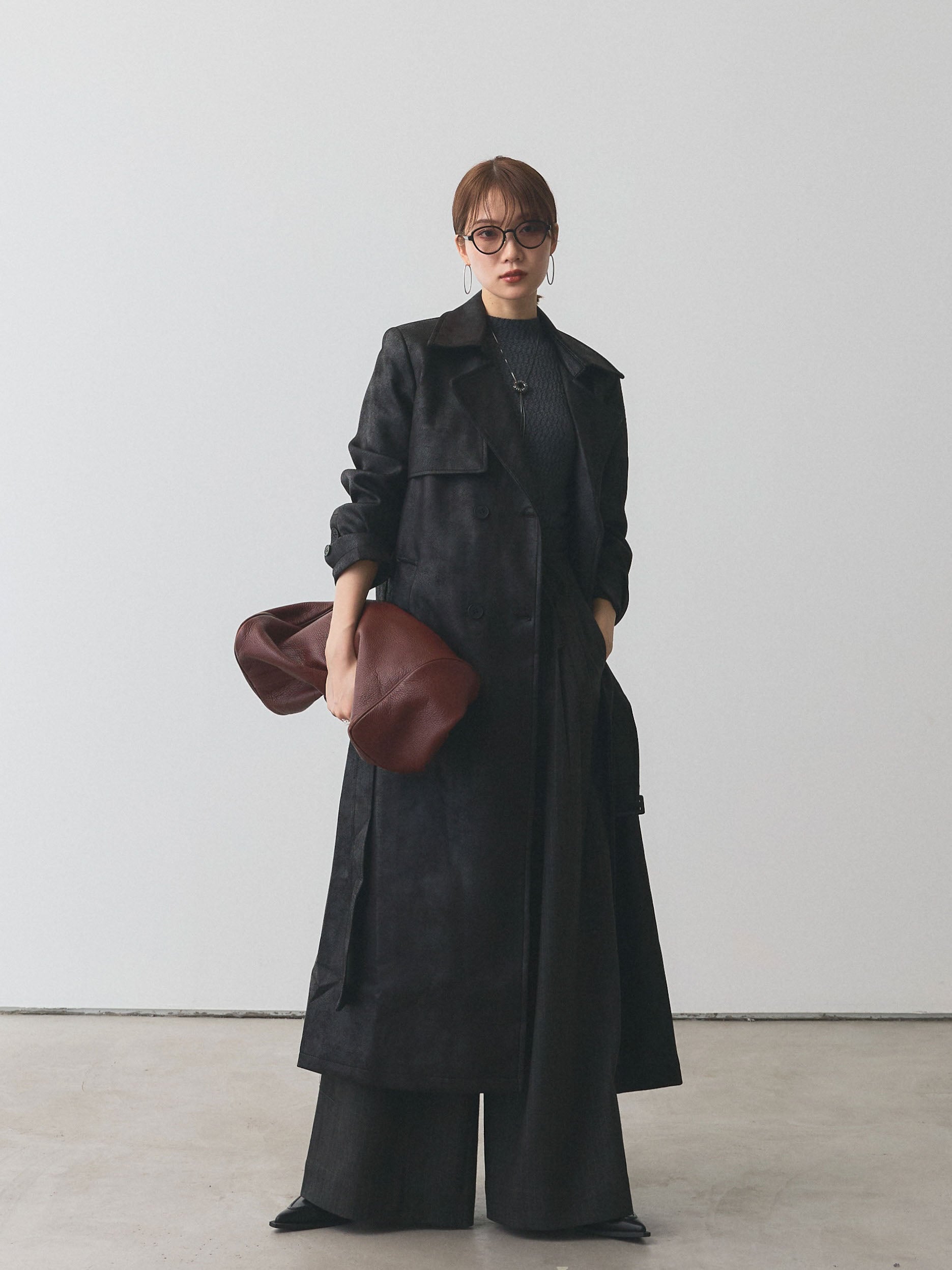 予約]ヴィンテージレザートレンチコート/ブラック – Lumier