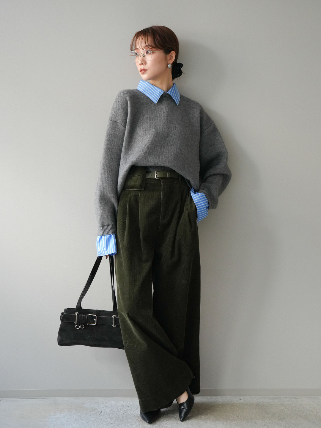 [予約]2WAY襟ニットプルオーバー/gray